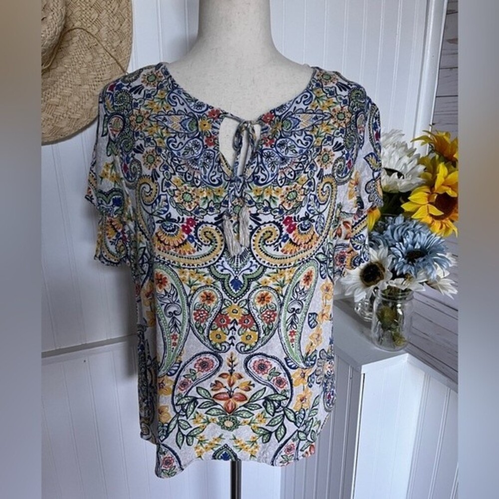 Colorful Rafaella Peasant Style Blouse